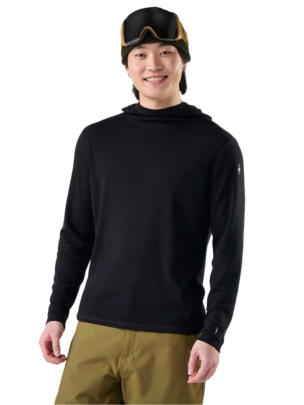 Smartwool Men's Merino 250 Black Hooded Long Sleeve Pullover base layer